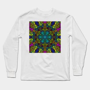 Dot Mandala Flower Blue Yellow and Pink Long Sleeve T-Shirt